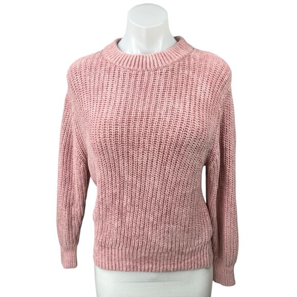 Aritzia Wilfred Women's Pink Waffle Knit Mock Neck Pullover Sweater Top Size S - Picture 1 of 5